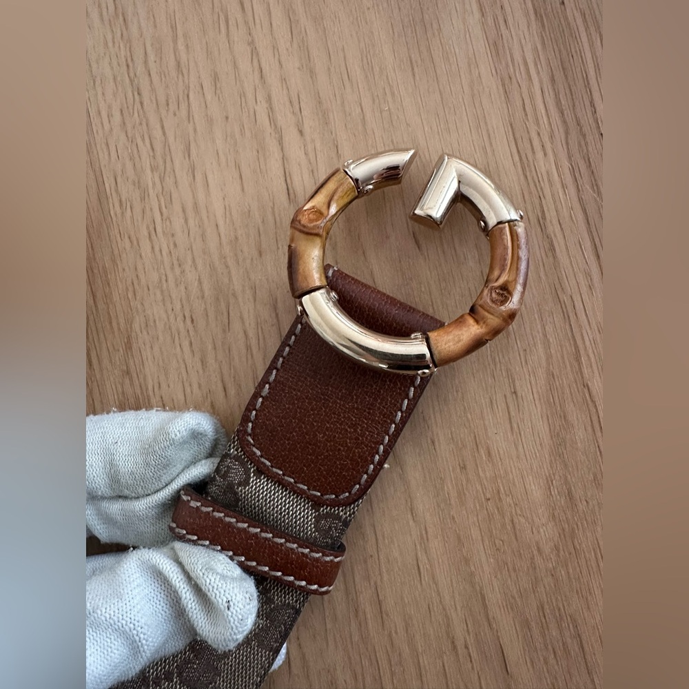 Gucci Monogram belt with a bamboo-style G buckle - Picture 6 of 7